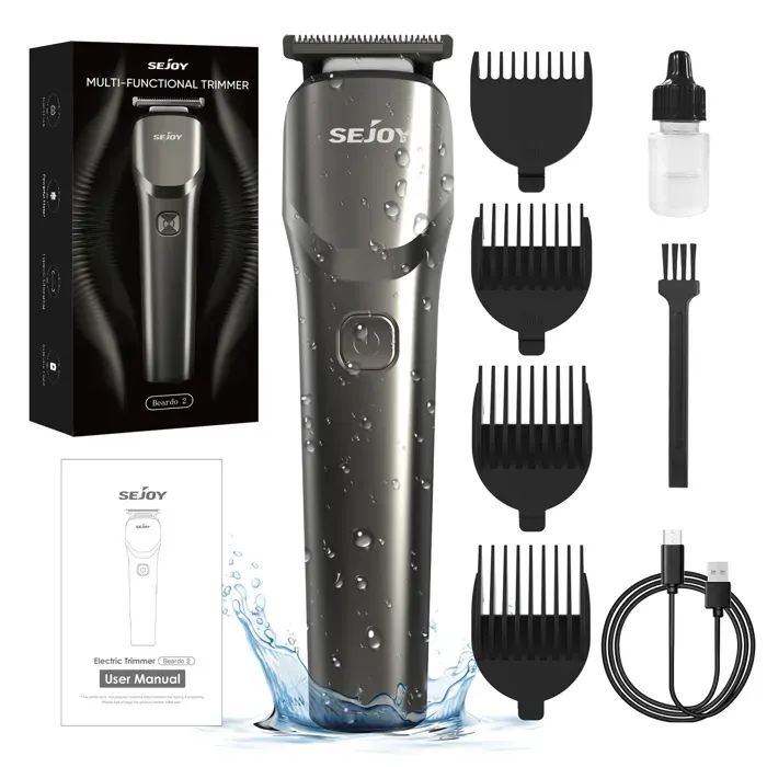 SEJOY Tondeuse Cheveux Électrique Professionnelle Sans Fil Homme Tondeuse Barbe Multifonctionnelle Avec 4 Peignes de Guidage IPX7