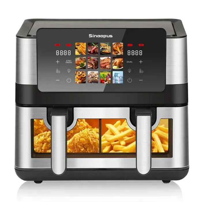 SENVIRO Friteuse à air chaud 85 L double ou simple chambre 12 programmes écran tactile fenêtre noir