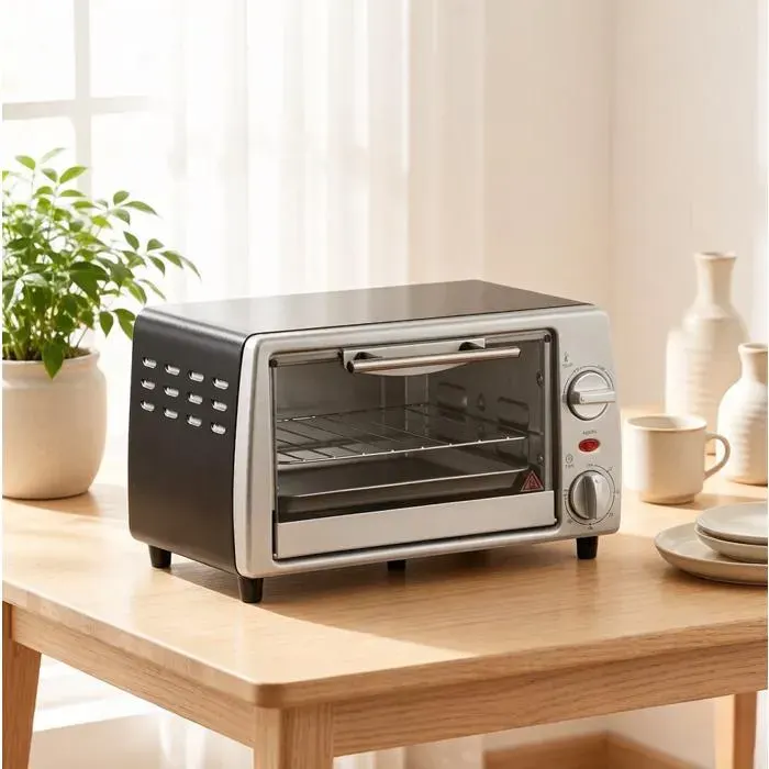SENVIRO Mini-four électrique 10 L 365 x 26 x 22 cm argent minuterie 60 min