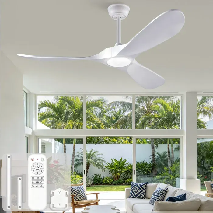 SENVIRO Ventilateur de plafond 52 pouces éclairage LED télécommande blanc