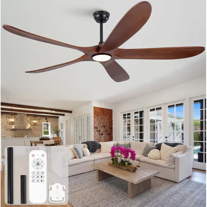 SENVIRO Ventilateur de plafond avec lumière 60 pouces 6 vitesses bois noir