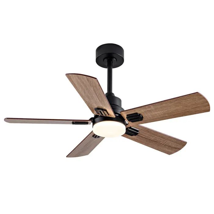 SENVIRO Ventilateur de plafond avec lumière LED dimmable 42 pouces télécommande 6 vitesses fonction réversible noir et noyer