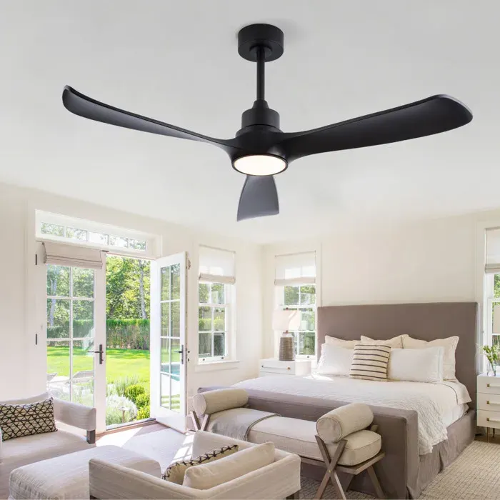 SENVIRO Ventilateur de plafond noir 52 pouces lumière télécommande