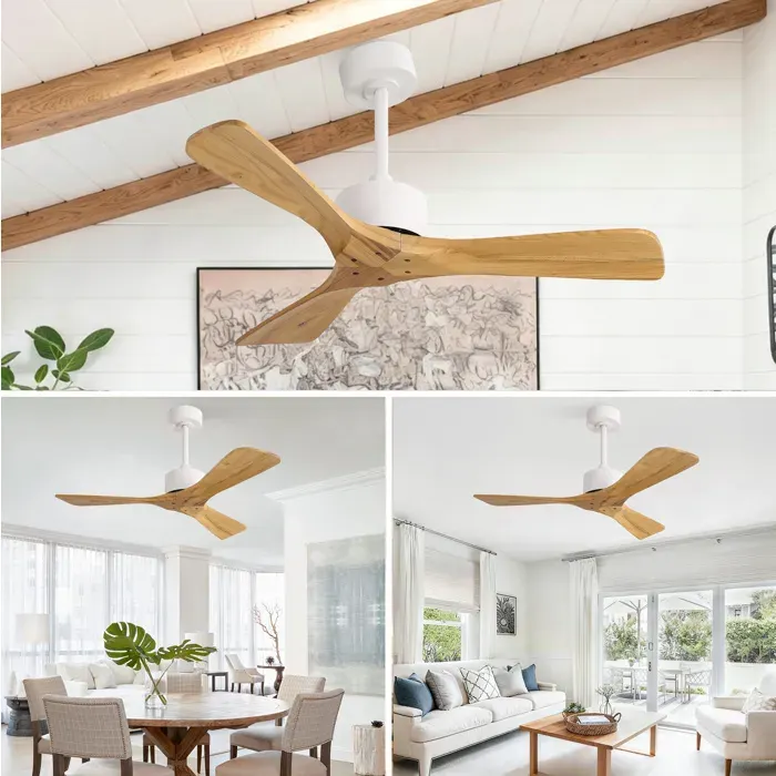 SENVIRO Ventilateur de plafond sans lumière 42 pouces 6 vitesses blanc bois