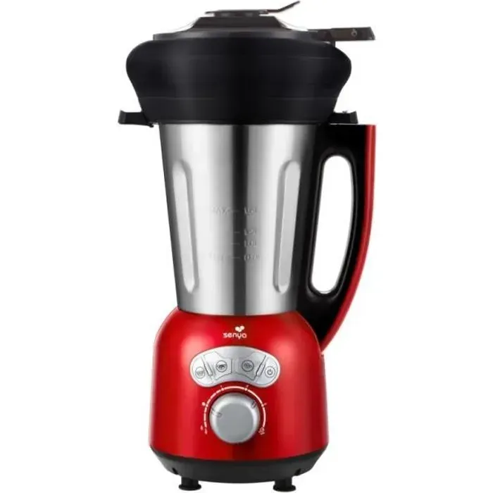 SENYA Blender chauffant avec Panier Vapeur 2L - 1400W - Rouge - Cook & Ice V3