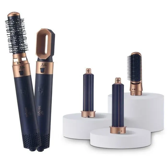 SENYA Brosse Soufflante 5 en 1 Air Styler & Sèche-cheveux : lissage séchage boucle brushing 1000W Hair Designer SYWB-HS012B Bleu