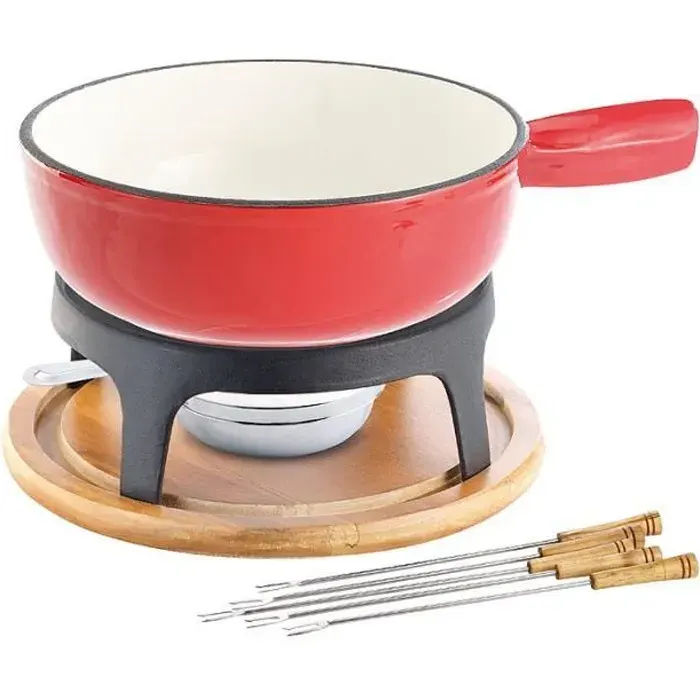 Service à fondue - ROSENSTEIN & SOHNE - Pour 6 personnes - Rouge - Température variable