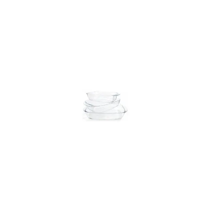 Service de plats pour four - DURALEX - Ovenchef Transparent - 3 plats rectangulaires - Verre résistant à la chaleur