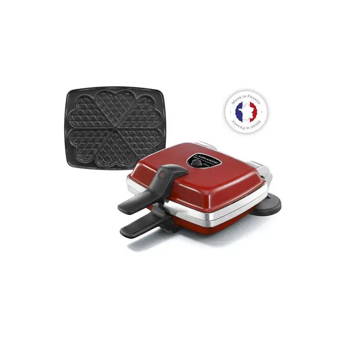 Set 1 jeu de plaques Gaufres coeur Lagrange Super 2 1000 W Rouge