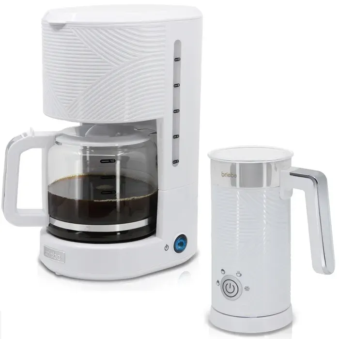 Set cafetière filtre - BRIEBE - SKT1188WHT - 10 tasses - 125 L - Mousseur lait 4 fonctions