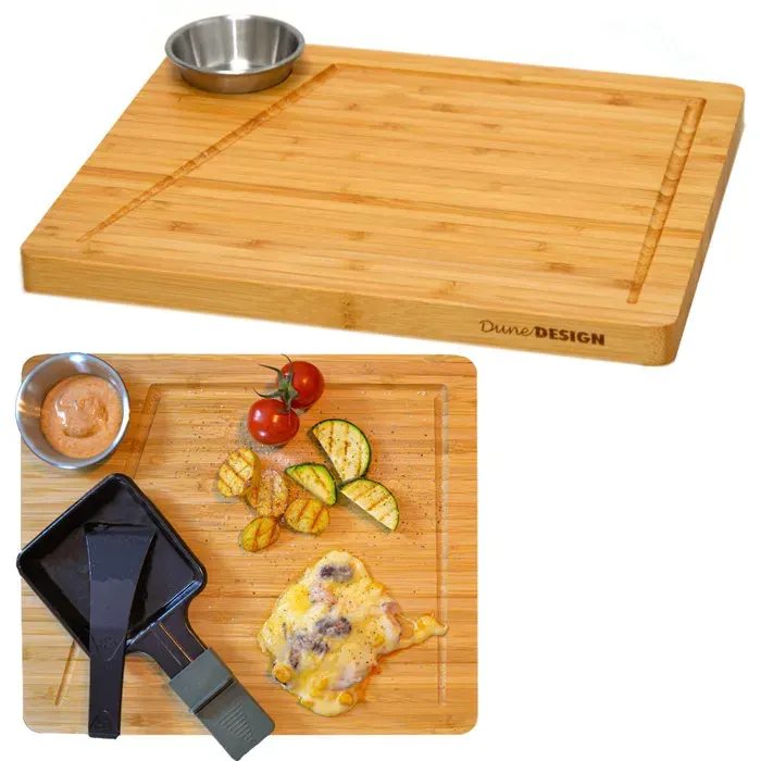 Set dAssiettes à Raclette 2 Personnes - 30x25 Planche Raclette avec Bol à Dips