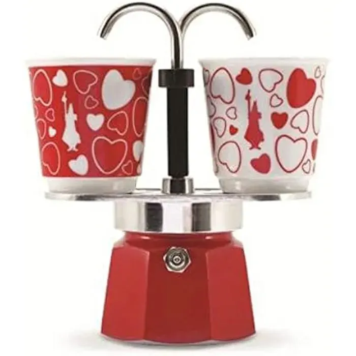 Set Mini Express Moka - BIALETTI - 2 tasses 90 ml - Couleur Rouge - Méthode Moka - Capacité 2 tasses