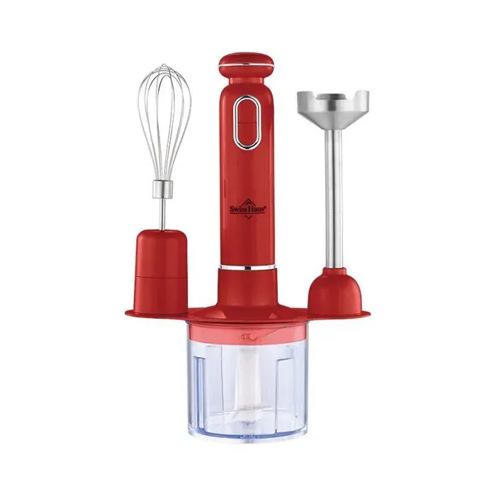 Set Mixeur Plongeant 3en1 - SWISS HAUS - SH-HBS19 - 600W - Rouge - Hachoir 500ml