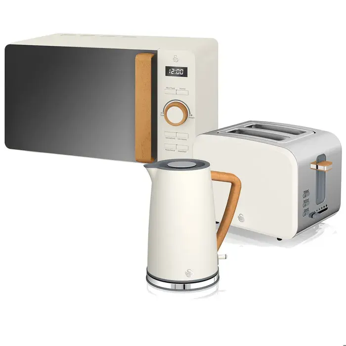 Set petit-déjeuner bouilloire grille-pain micro-ondes 20L Nordic Blanc SWAN STRP1060WHTNEU 2200W Blanc — coloris Blanche