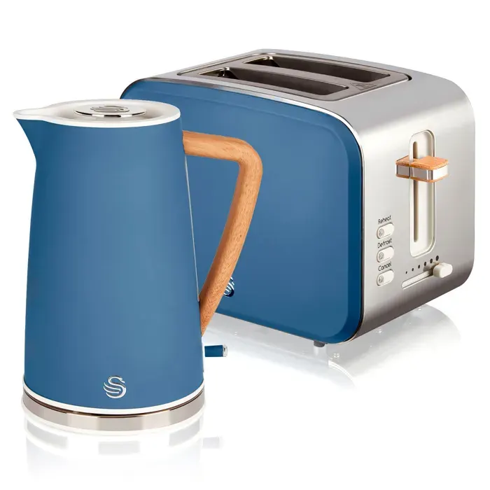 Set petit-déjeuner Bouilloire sans fil 17 L grille-pain 2 Nordic Bleu SWAN STP2090BLUNEU 2200W Bleu