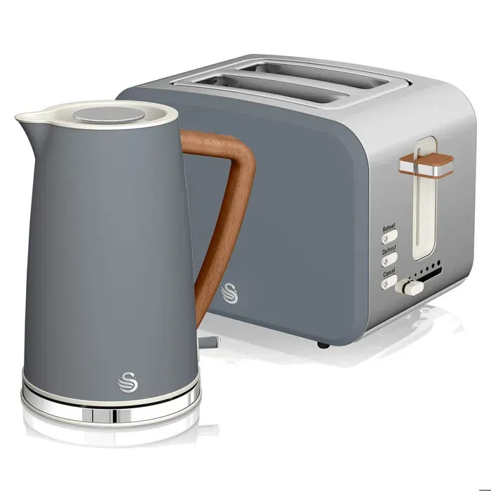 Set petit-déjeuner Bouilloire sans fil 17 L grille-pain 2 Nordic Gris SWAN STP2090GRYNEU 2200W Gris