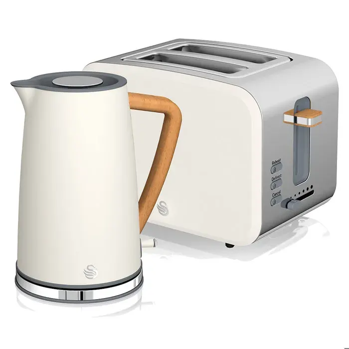 Set petit-déjeuner Bouilloire sans fil 17 L grille-pain 2 Nordic Vert SWAN STP2090WHTNEU 2200W Blanc