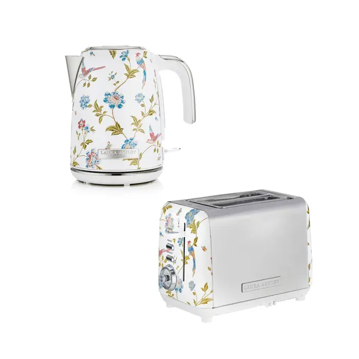 Set petit-déjeuner Laura Ashley bouilloire à verseuse 17 L et grille-pain 2 tranches Elveden Blanc