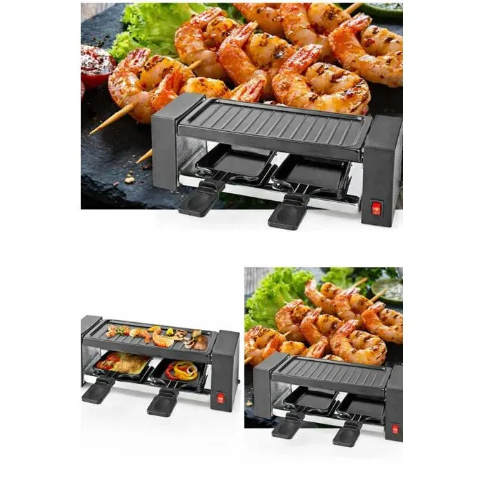 Set raclette / grill gourmet - LIVOO - Set Raclette Gourmet 2 personnes compact - 400W - Plaque amovible 23x10 cm - Antiadhésif