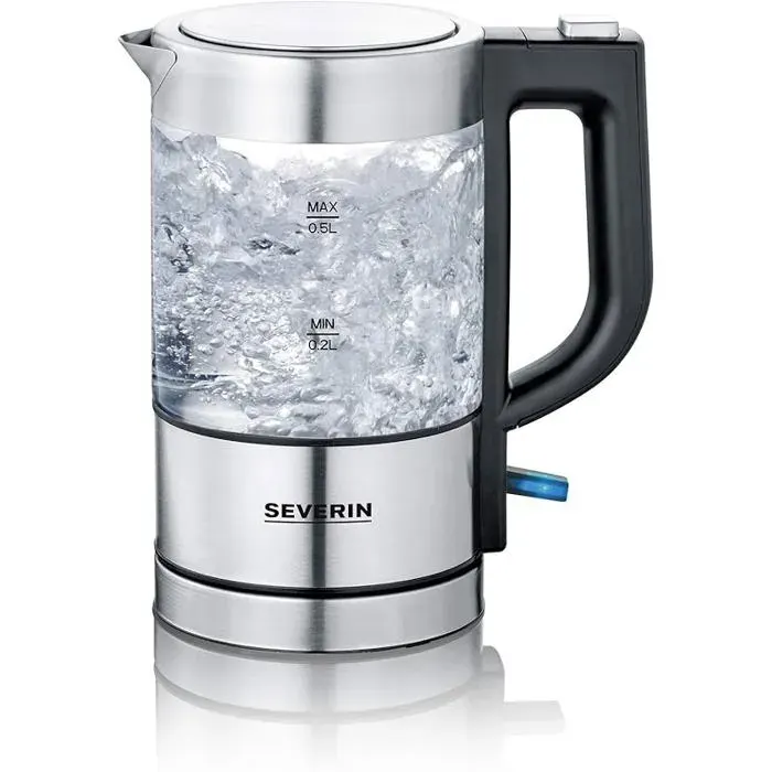 SEVERIN Bouilloire en Verre 0 5L 1 100 W s BPA Filtre Anticalcaire Amovible Oure à une main Socle 360° WK BOUILLOIRE TRADITIONNELLE