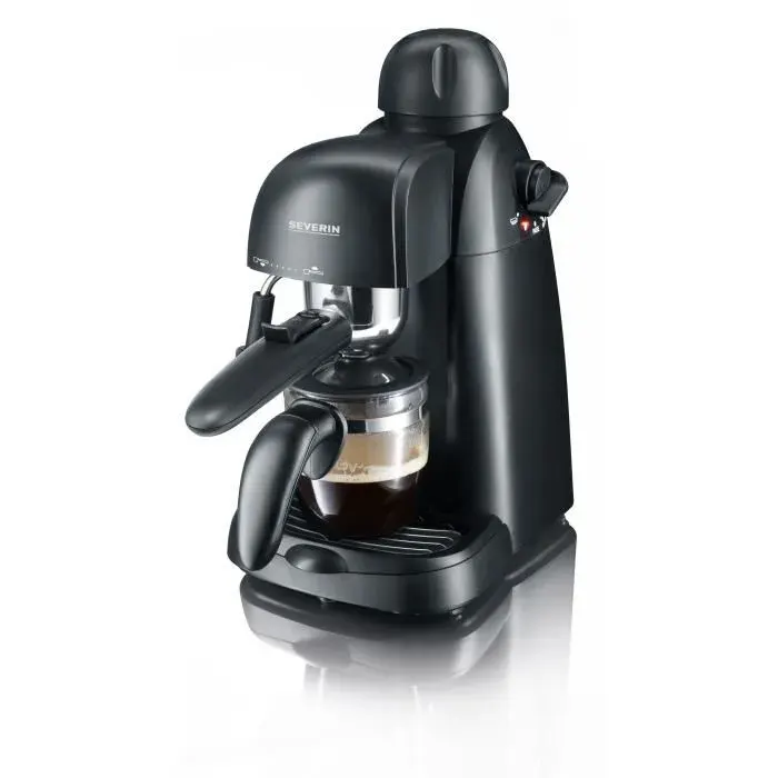 SEVERIN KA5978 Cafetière Expresso Vapeur pour Mousse de lait Petite Machine expresso Machine à café 4 tassesPompe 35 bars Noir