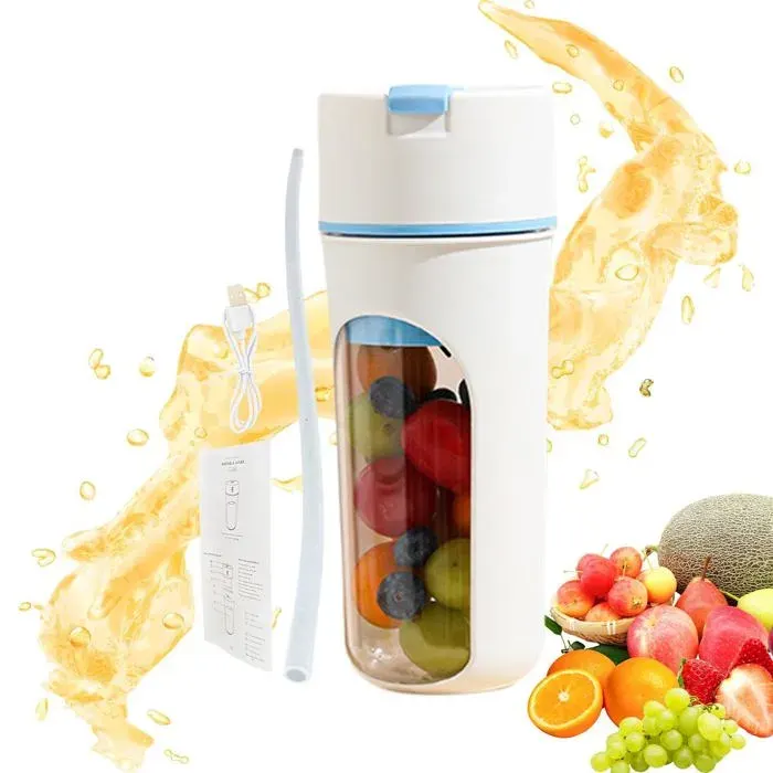 Shaker Électrique 480ml Rechargeable Blender pour Shakes Protéinés Jus et Voyage QIEDOVIEY