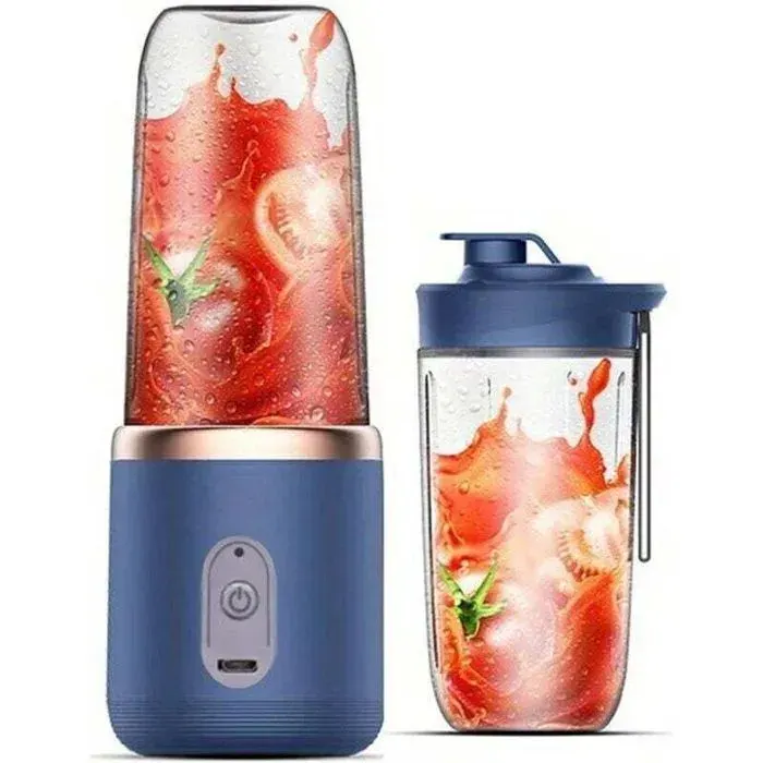 Shaker électrique portable - PZCC - 400 ml - Rechargeable - Blender et verre 2 en 1 - Compact et léger — coloris Bleue