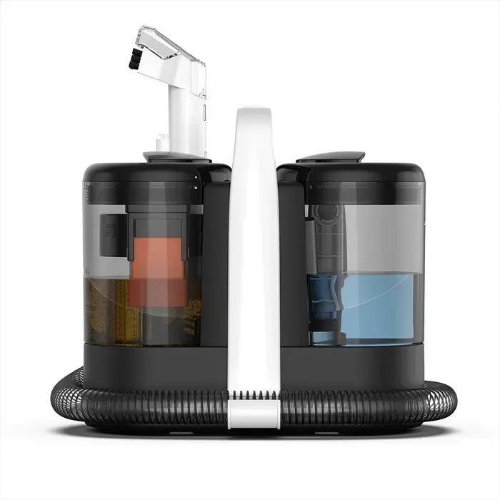 Shampouineuse 15Kpa Nettoyeur canapé 600 W double réservoir deau transparent de 15 L + 07 L portable ≤ 80 dB(A)