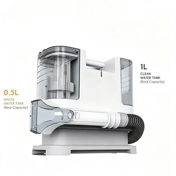 Shampouineuse 400W Machine de nettoyage de canapés en tissu Tuyau 13M Réservoir 1L/05L 9Kpa pour Canapé Matelas Voiture etc