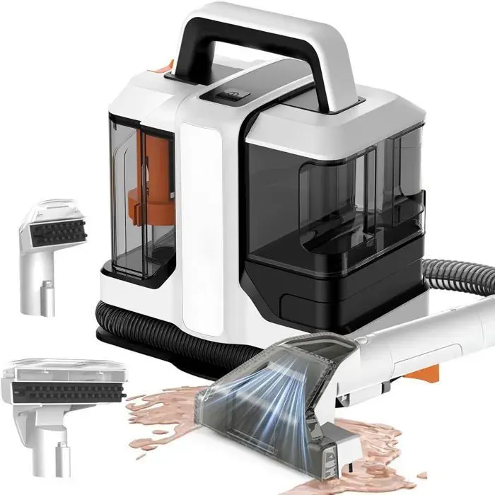 Shampouineuse - 750W 11/15Kpa 2 réservoirs 1080ml/800ml 11.5L/s 5.5m câble ≤80dB IPX4 Débit eau 400ML/ min