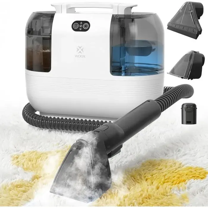 Shampouineuse Canapé Tissu 1700W Vapeur Eau Chaude Aspiration 15Kpa Double Réservoir Injecteur Extracteur Pour Tapis