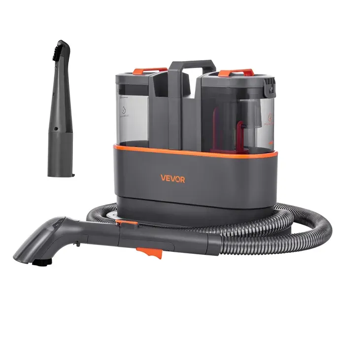 Shampouineuse Portative 115 kPa-VEVOR-Nettoyeur de Tapis et Moquette-avec Réservoir dEau Propre de 15 L-Aspirateur Détacheur — coloris Gris