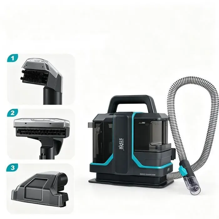 Shampouineuse Puissante 450W Nettoyeur canapé Machine de nettoyage de tissus Multifonction Réservoir 108L/08L Câble 5 m Noir