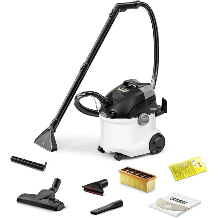 Shampouineuse SE 5 Flexible D’Aspiration 2 En 1 Réservoir Eau Fraîche 4L Eau Sale 4L Suceurs Sols Durs Fauteuils Maison