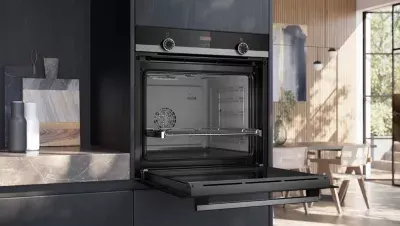 Siemens - Four Encastrable Hb554aer3f - Chaleur Pulsée - Ecoclean - Porte Froide - Rails Télescopiques - Iq300 — vue 4
