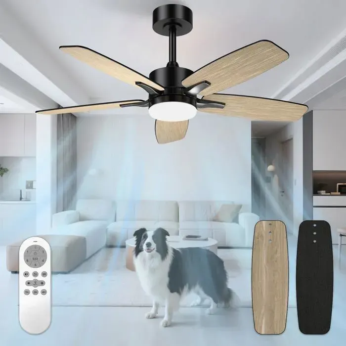 Silencieux Ventilateur Plafond avec Lumiere et Telecmande 106cm Dimmable Lampe Ventilateur Plafond LED avec VENTILATEUR DE PLAFOND