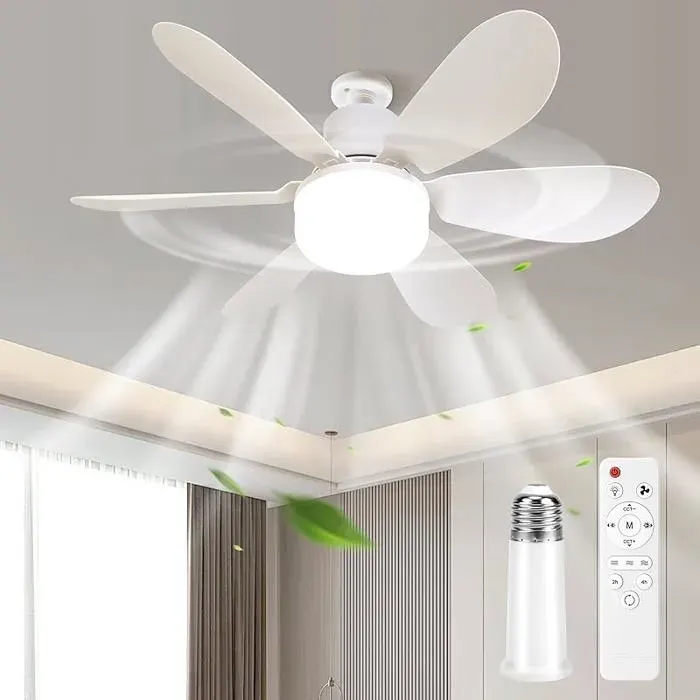 Silencieux Ventiteur de Pfond avec Lumière et Telecommande30W Lampe Ventiteur Pfond Pales de Ventiteur Carrées