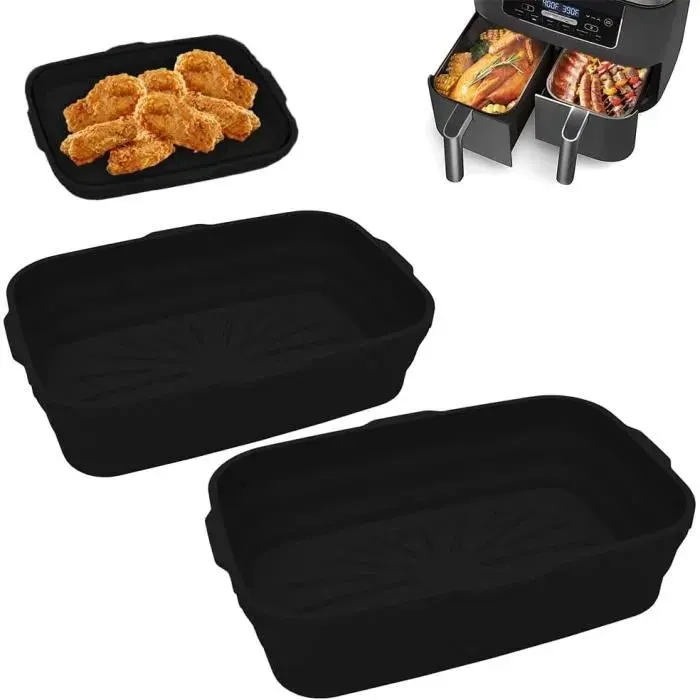 Silicone Pot For Dual Friteuse À Air 2 Pièces Air Fryer Silicone Liner Air Fryer Basket Doublures De Friteuse À Air