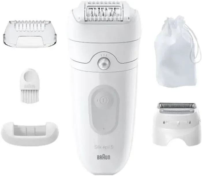 Silk-épil 5 Épilateur électrique pour une élimination facile des poils en peau douce durable 5-041 Blanc/gris