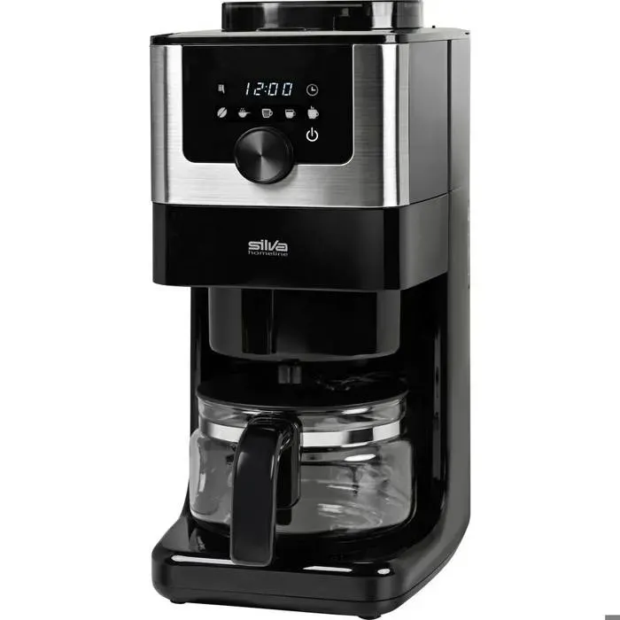 Silva Homeline KA-M 200 INOX Cafetière noir inox Nombre de tasse=4 écran verseuse en verre avec fonction café filtre