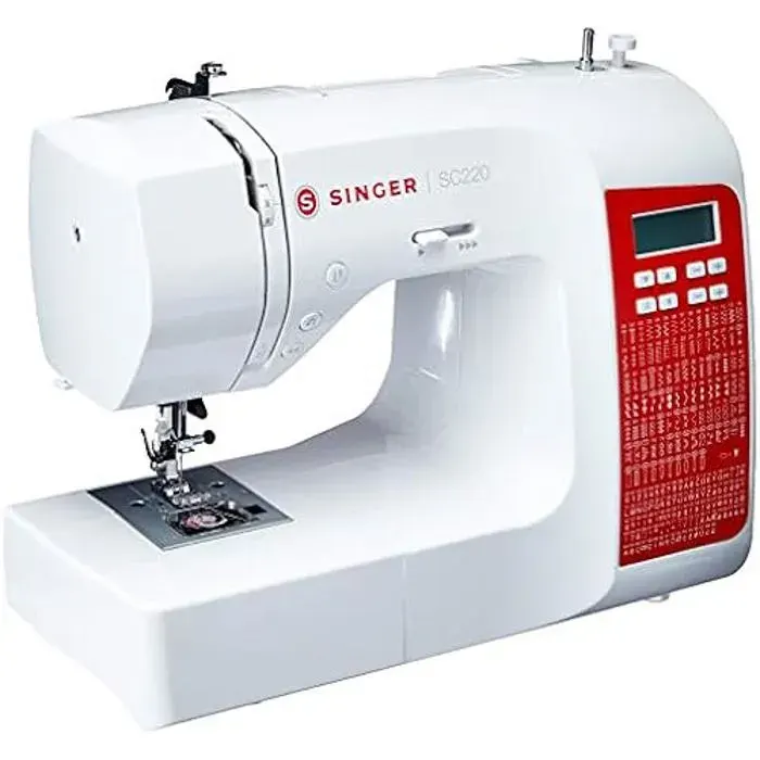 SINGER SC220 Machine à coudre à bras libre à LED blanche rouge