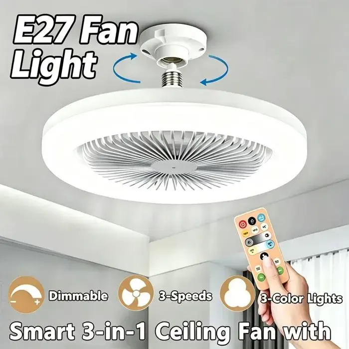 Smart 3-in-1 Ceiling Fan Light With LED Lamp E27 AC85-265V Dimmable Fan With Remote Control Bedroom VENTILATEUR DE PLAFOND - VENTI