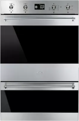 Smeg - Four Encastrable Dosp6390x - Pyrolyse - Double Cavité - Porte Froide - Rails Télescopiques