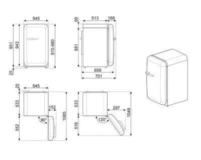 Smeg - Réfrigérateur Top Fab10rpk6 — vue 7