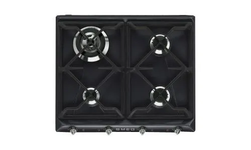 Smeg SR964NGH - Table de cuisson au gaz - 4 plaques de cuisson - Niche - largeur : 55.5 cm - profondeur : 47.8 cm - noir