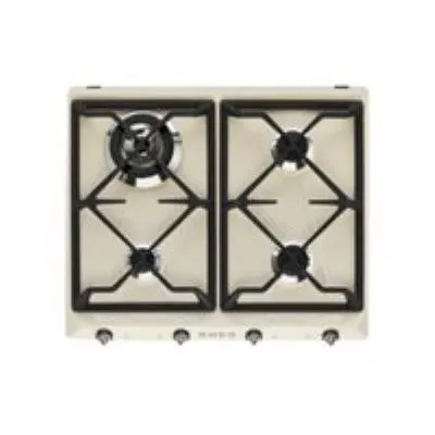 Smeg Victoria SR964PGH - Table de cuisson au gaz - 4 plaques de cuisson - Niche - largeur : 47.8 cm - profondeur : 55.5 cm - crème