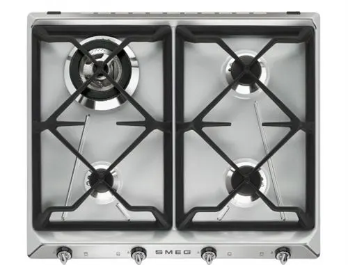 Smeg Victoria SR964XGH - Table de cuisson au gaz - 4 plaques de cuisson - Niche - largeur : 55.5 cm - profondeur : 47.8 cm - acier inoxydable