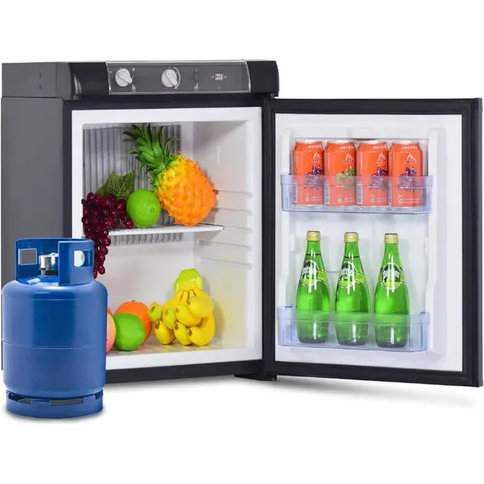 SMETA Frigo Camping Gaz 40L-Trimixte 12V 220V-Petit Bar Silencieux Mini Réfrigérateur pour Camping-Car-Caravane Camion Garage
