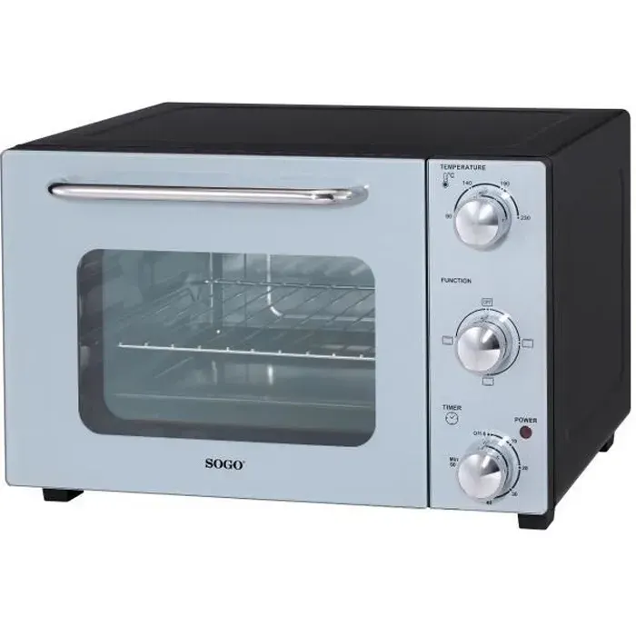 SOGO - FOUR ELECTRIQUE 22L Décongeler Gril Rôti Toast - porte en inox - Porte en verre double - Elément de chauffe acier inox
