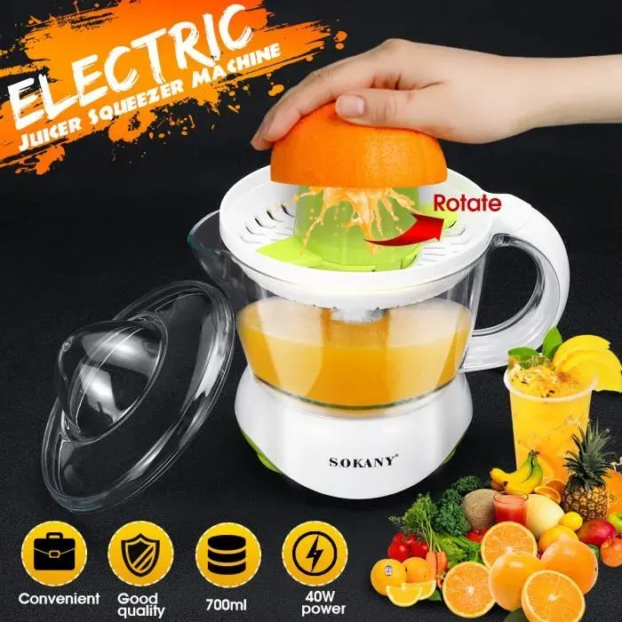 SOKANY Presse-agrumes Electrique 07L 40W - Presse-fruits Machine à Jus dorange Fruit Cuisine 220V